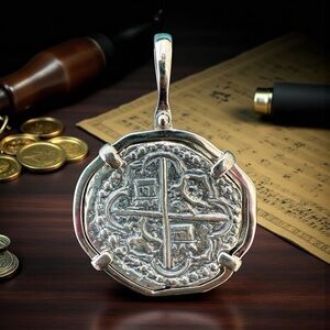 Atocha 925 Sterling Silver Large Size Coin Pendant